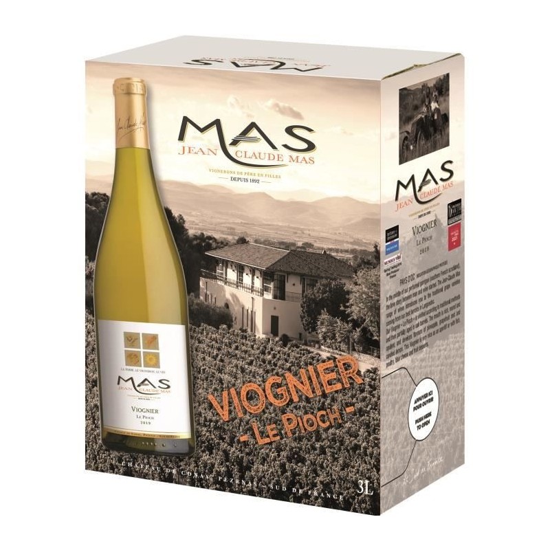 Bag In Box Jean Claude Mas Le Pioch Viognier 2020 Pays d'Oc - Vin blanc de Languedoc - 3 L