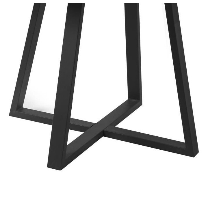 Table a manger OLIVIA - Ronde - Décor chene et métal noir - Style in