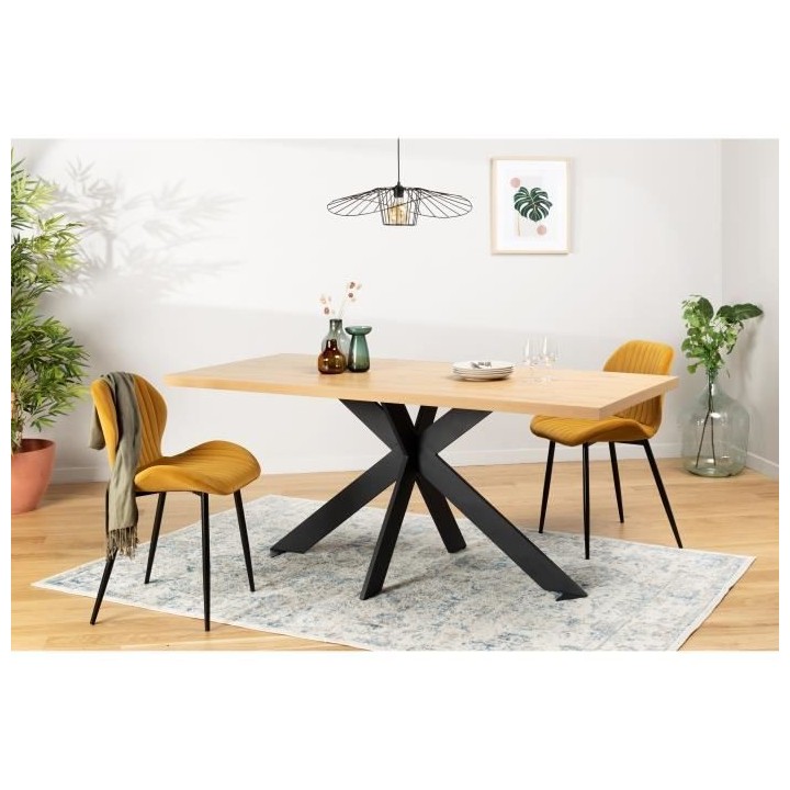 Table a manger fixe RAVEN - Décor chene et métal gris antracite- Sty