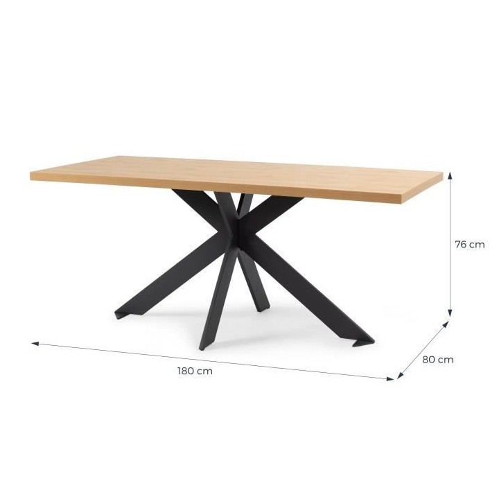 Table a manger fixe RAVEN - Décor chene et métal gris antracite- Sty