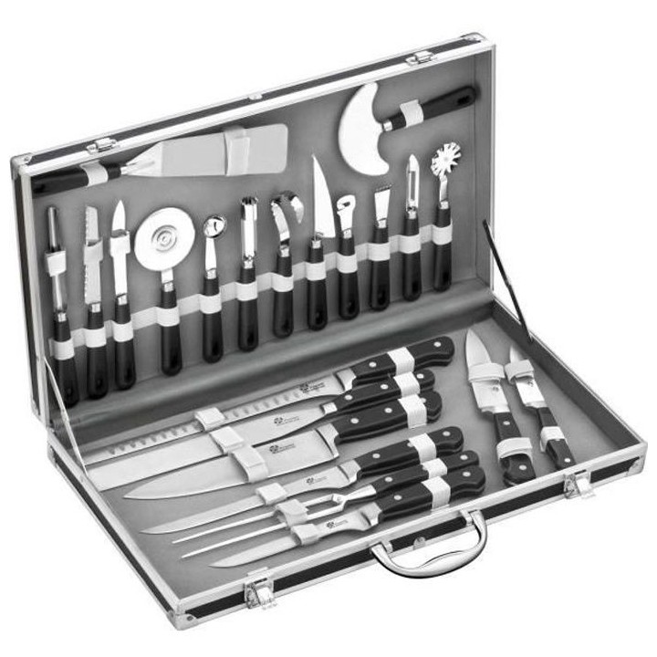 PRADEL EXCELLENCE Valise cuisinier 22 pieces 14 ustensiles + 7 couteau