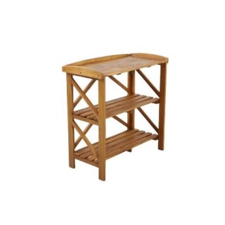 Desserte de service pliante en acacia avec plateau - 40x82x84 cm - Boi