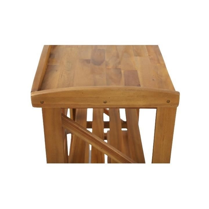 Desserte de service pliante en acacia avec plateau - 40x82x84 cm - Boi