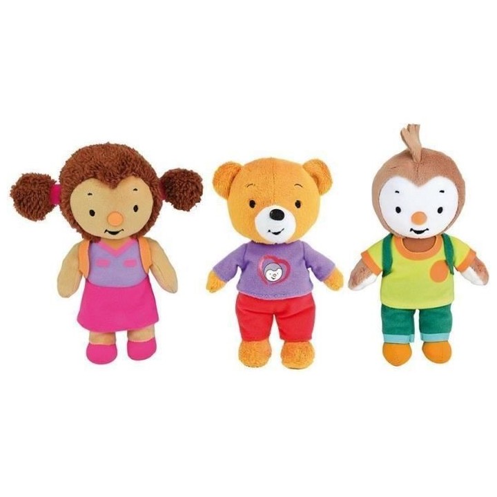 T'CHOUPI Lot de 3 peluches Lalou, Pilou et T'choupi +/- 19 cm