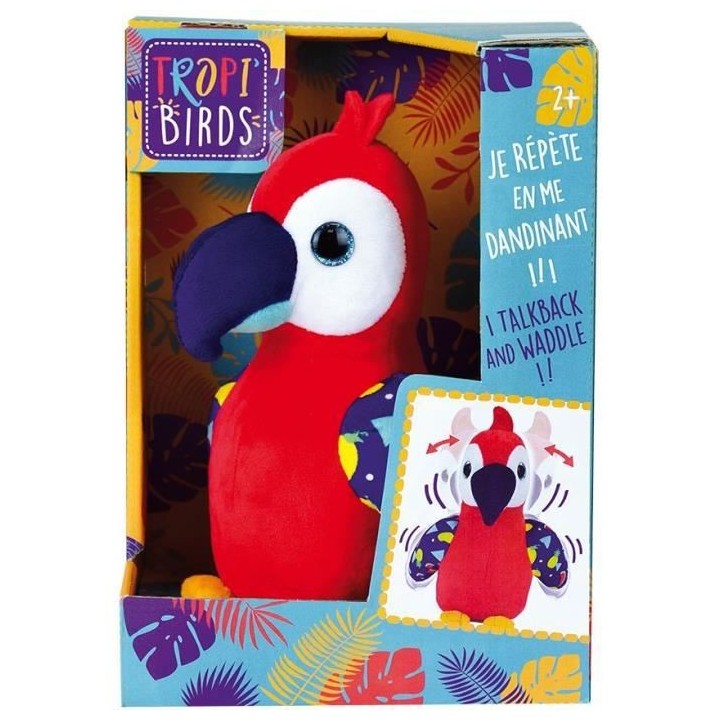 JEMINI Tropi Birds Peluche perroquet ara rouge qui répete et se dandi