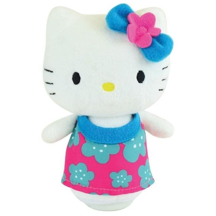 HELLO KITTY Peluche +/- 11 cm avec enceinte bluetooth - Robe rose ou b