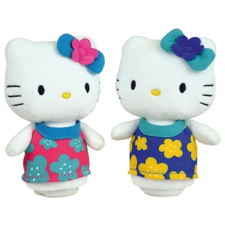 HELLO KITTY Peluche +/- 11 cm avec enceinte bluetooth - Robe rose ou b