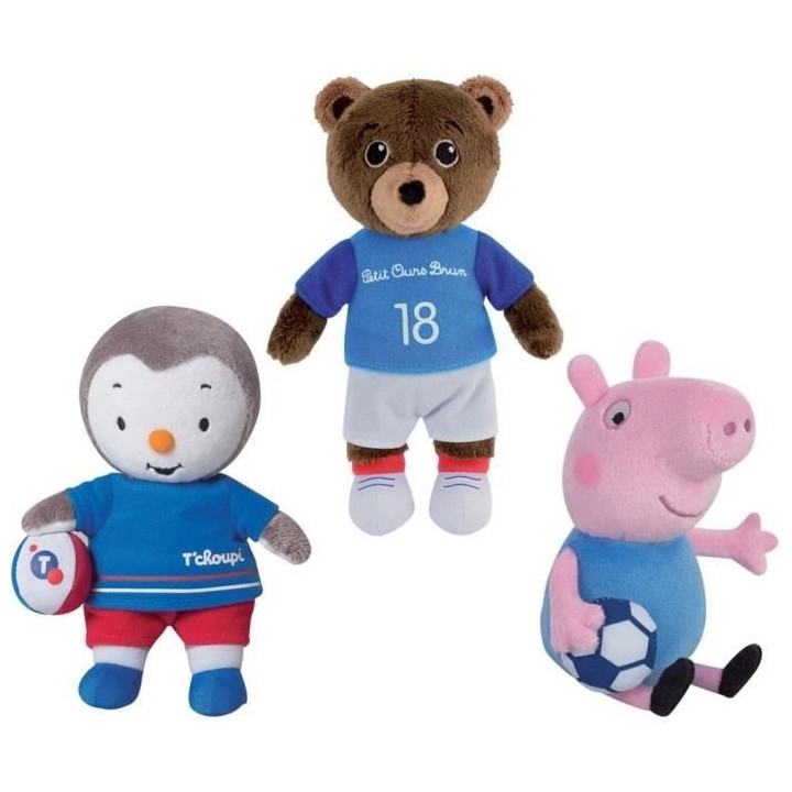 JEMINI Peppa Pig T'CHOUPI et Petit ours brun footballeurs Lot de 3 pel