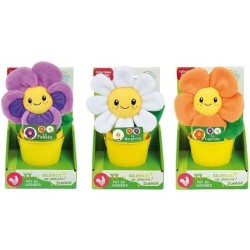 SILENCE CA POUSSE Lot de 3 fleurs (Pensée, Capucine et Marguerite) en peluche +/- 13 cm avec pot 7xØ8,5 cm, bloc de terre et g