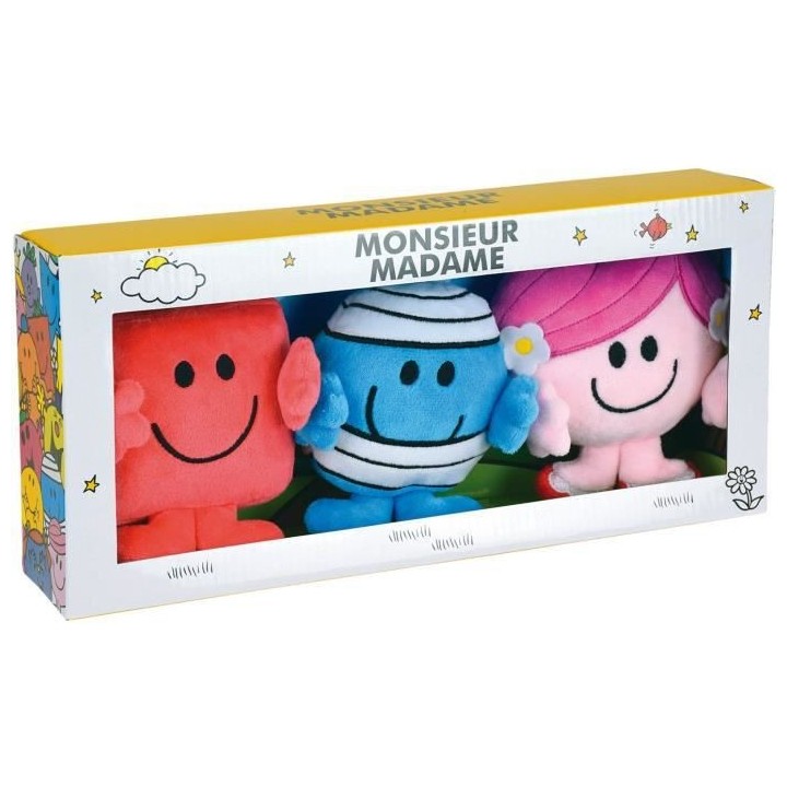 JEMINI Monsieur Madame Coffret cadeau 3 peluches +/- 12 cm : Mme câli