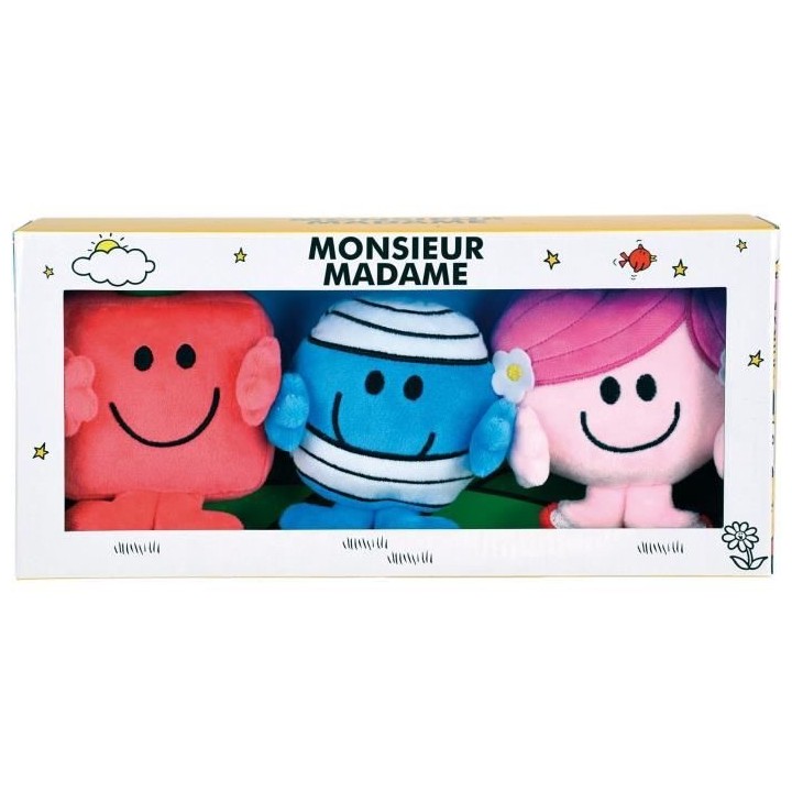JEMINI Monsieur Madame Coffret cadeau 3 peluches +/- 12 cm : Mme câli