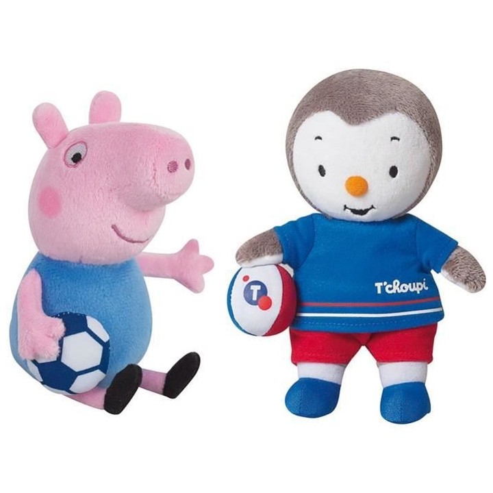 JEMINI Peppa pig T'CHOUPI Lot de 2 peluches foot +/- 17 cm