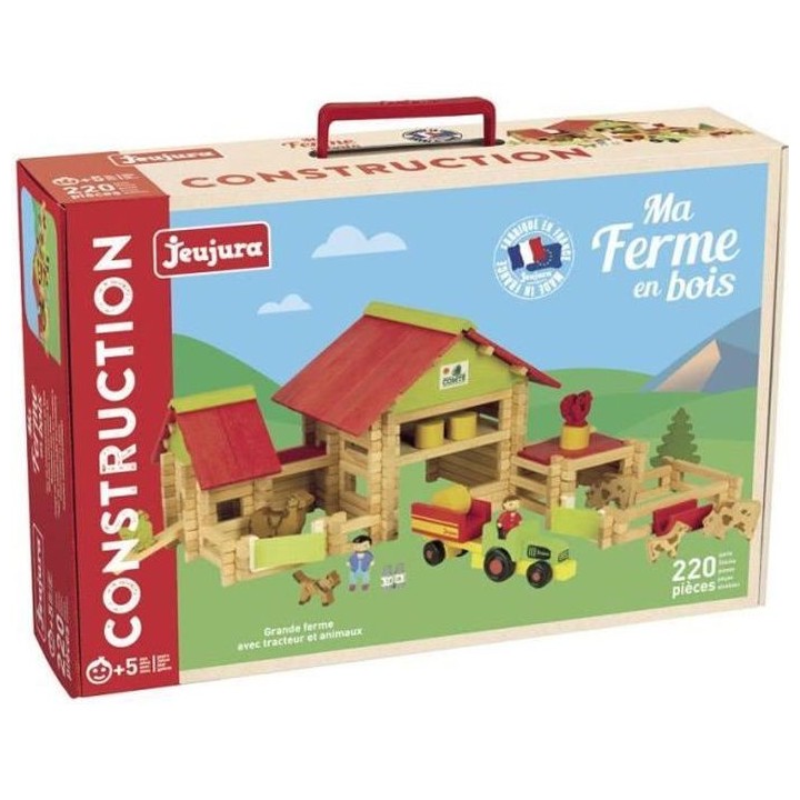 JEUJURA Grande ferme avec tracteur et animaux - 220 pieces