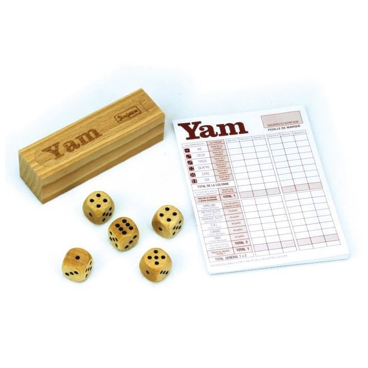 JEUJURA Jeu de yam : Coffret en bois et bloc de yam
