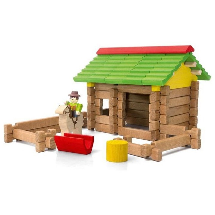 JEUJURA Mon Premier Chalet En Bois - 64 Pieces En Bois