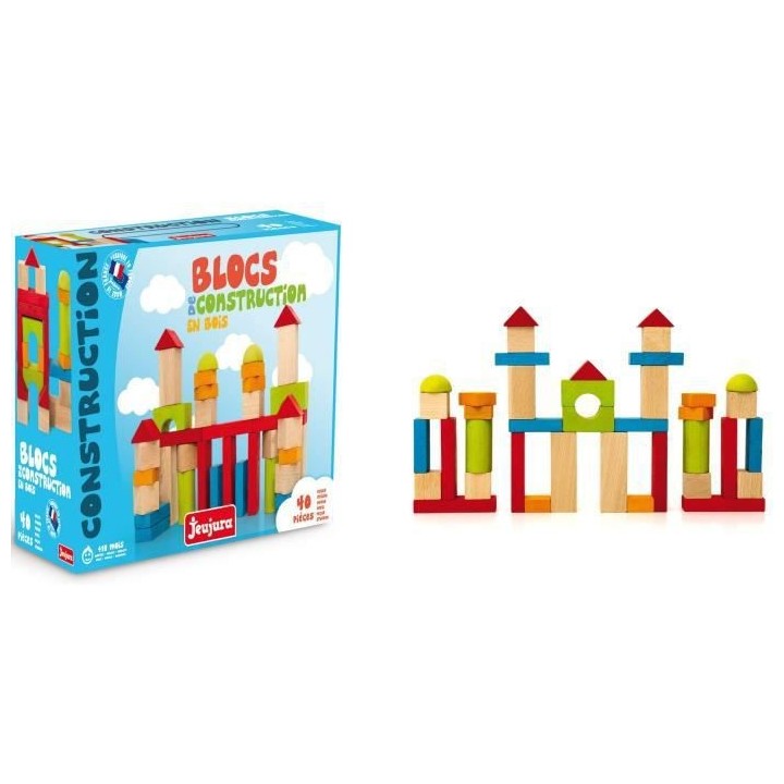JEUJURA - Jeu de Construction en Bois, 40 Pieces