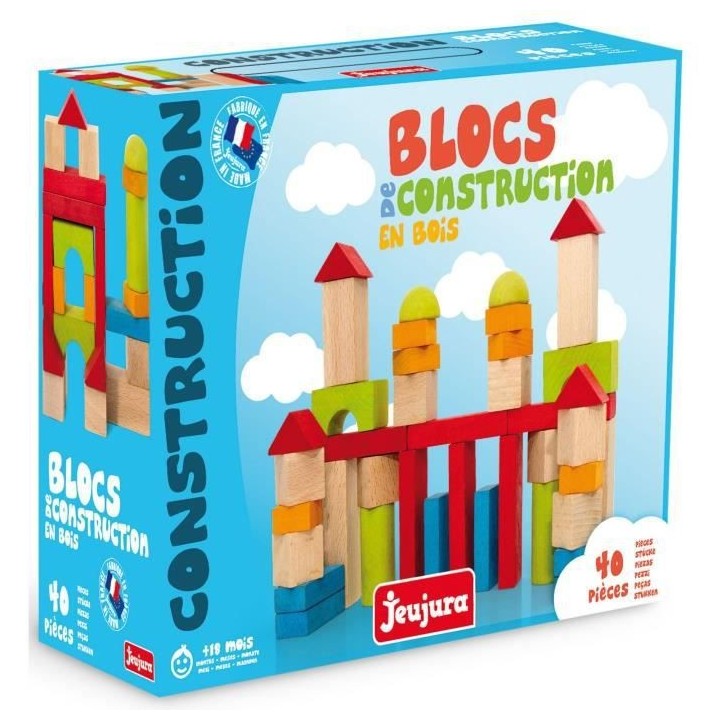 JEUJURA - Jeu de Construction en Bois, 40 Pieces