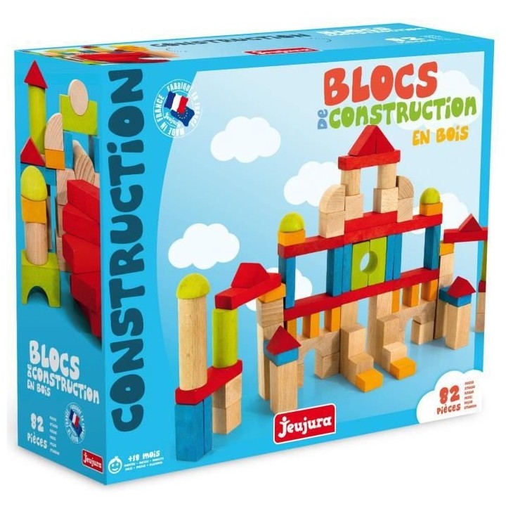JEUJURA - Jeu de Construction en Bois, 82 Pieces