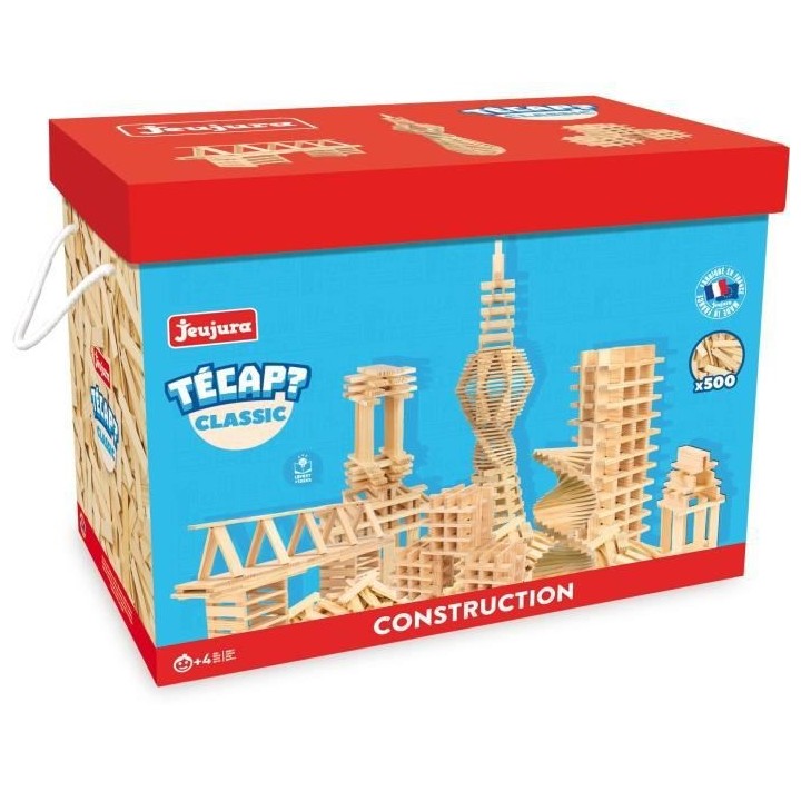JEUJURA Tecap ? Classic - 500 planchettes en bois - jeu de constructio