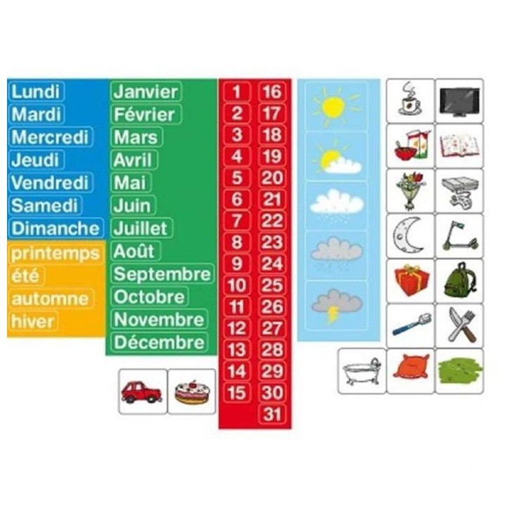 JEUJURA Magnets pour tableau Calendrier - Coffret De 80 Caracteres