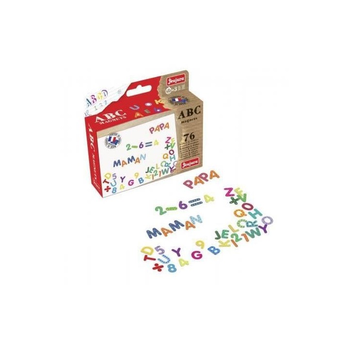 JEUJURA Lettres magniétiques Magnets abc et chiffres - Coffret de 76