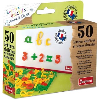 JEUJURA Coffret 50 Lettres magnétiques Cursives, Chiffres Et Signes p