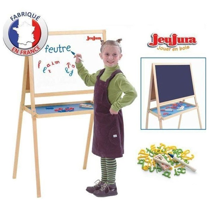 Jeujura - Tableau Double face Créatifs en Bois (craies + feutres)