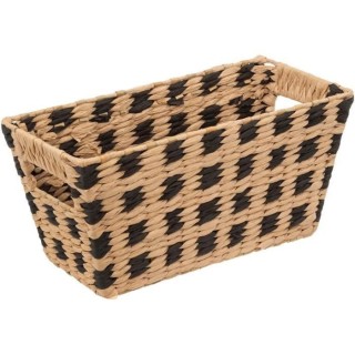 Panier de rangement - Marron - Papier et fer - L. 31 x P. 15 x H. 15 c