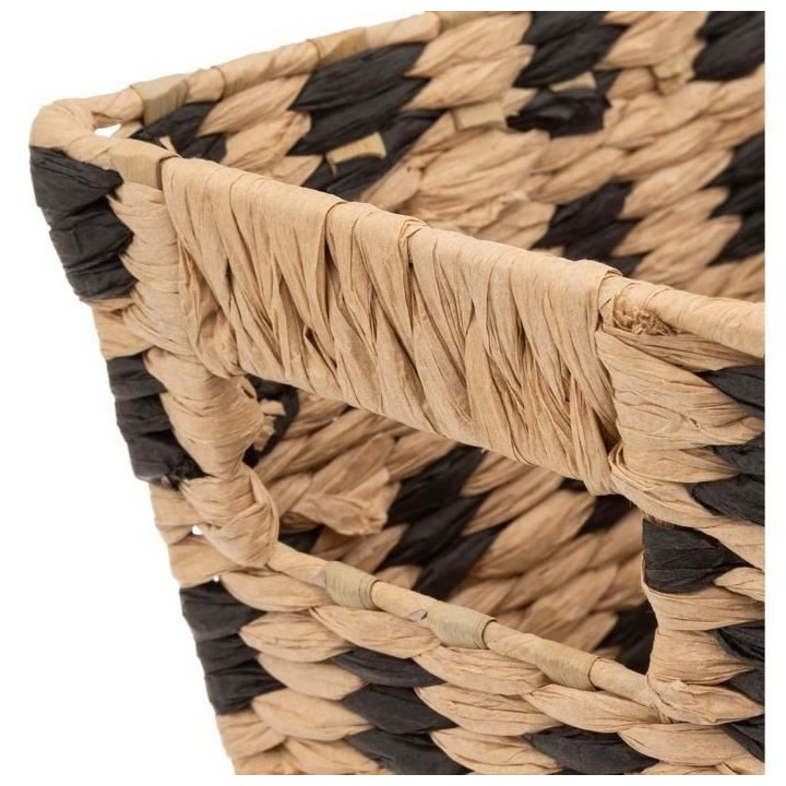 Panier de rangement - Marron - Papier et fer - L. 31 x P. 15 x H. 15 c