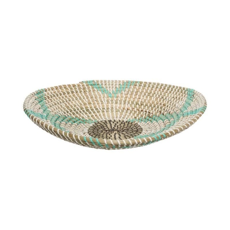 Panier rond en seagrass et PVC - Ø 38,5 x H. 8 cm - Multicolore