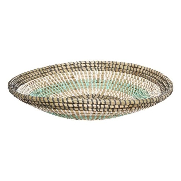 Panier rond en seagrass et PVC - Ø 38,5 x H. 8 cm - Multicolore