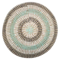 Panier rond en seagrass et PVC - Ø 38,5 x H. 8 cm - Multicolore