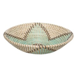 Panier rond en seagrass et PVC - Ø 38,5 x H. 8 cm - Multicolore