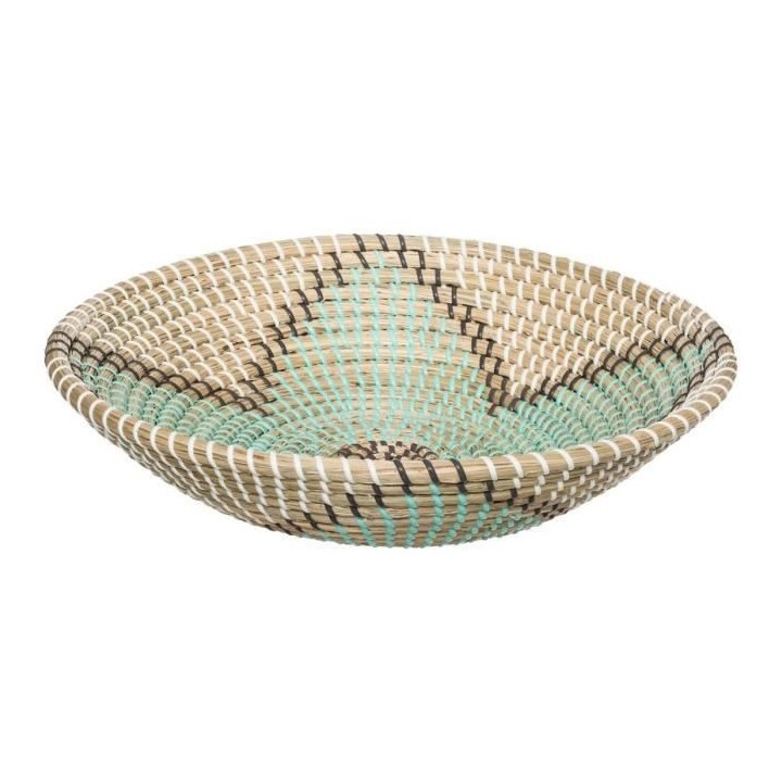 Panier rond en seagrass et PVC - Ø 38,5 x H. 8 cm - Multicolore