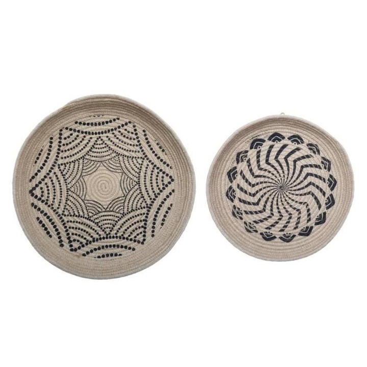 Lot de 2 Déco Murale - Panier Jute - Ø50 x 5,4 cm - Beige