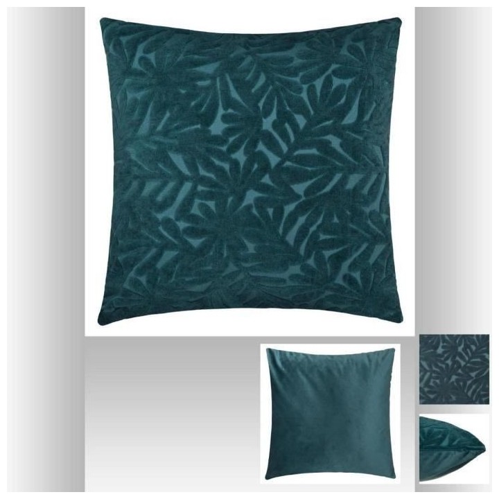 Coussin en velours Cut - 40 x 40 cm - Bleu canard