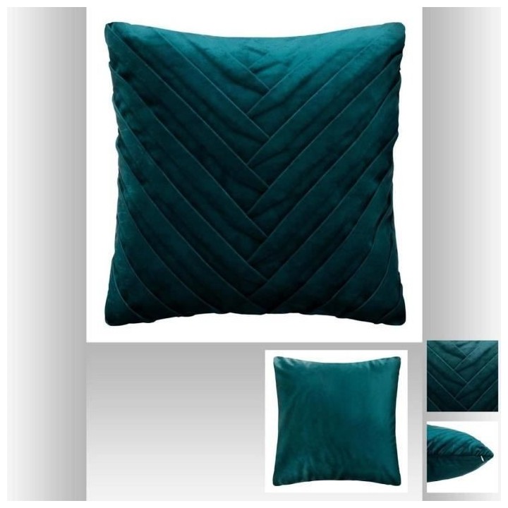 Coussin en velours tressé - 40 x 40 cm - Bleu canard