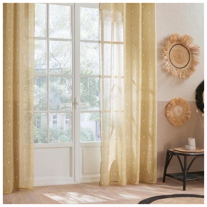 Voilage Fred cuba - 140 x 240 cm - Jaune ocre