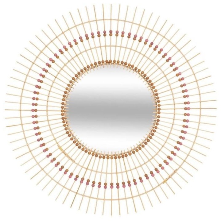 Miroir Folk en bambou perle - Ø 76 cm