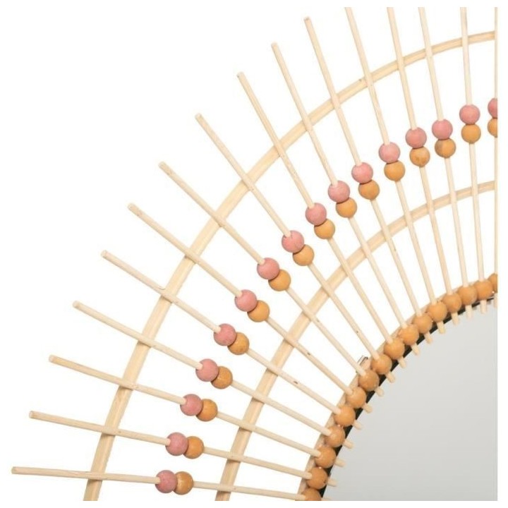 Miroir Folk en bambou perle - Ø 76 cm