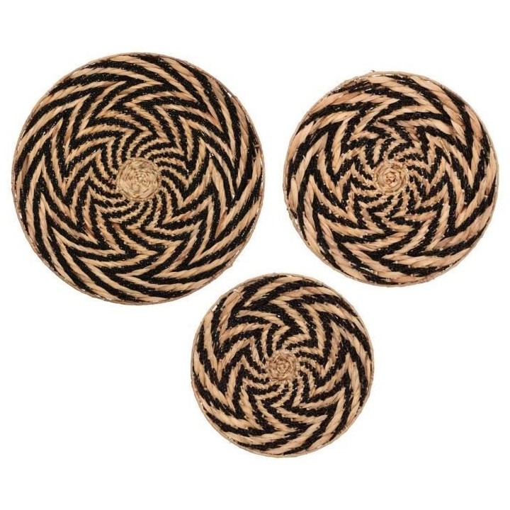 Lot de 3 Déco Murale Jacinthe Panier - Marron et noir