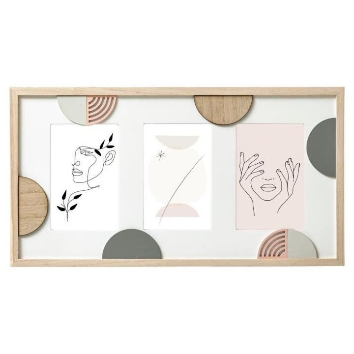 Pele mele 3 photos Géo Thea MDF_E1 et verre - Multicolore