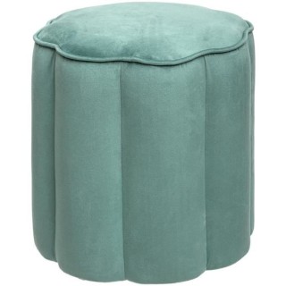 Pouf velours fleur Edi Pin, contreplaqué et mousse PU - Bleu céladon