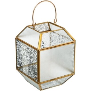 Lanterne en verre mercurisé géométrique GM - H 20 cm
