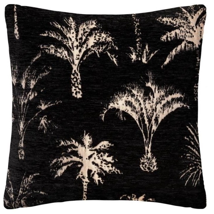 Housse de coussin Chenille Palm - 40 x 40 cm - Noir