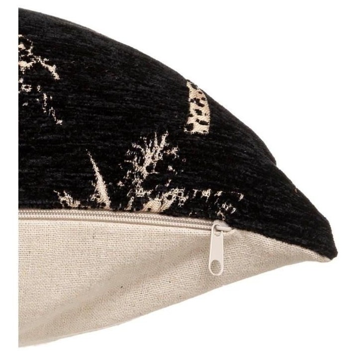 Housse de coussin Chenille Palm - 40 x 40 cm - Noir