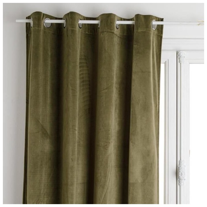 Rideau occultant velours - 140 x 260 cm - Vert kaki