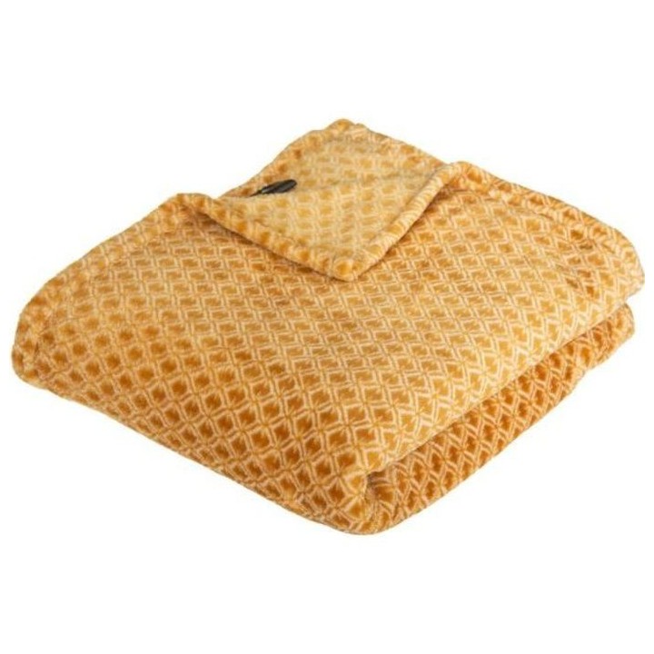 Plaid Flanelle Imprimé Otto - 125 x 150 cm - Ocre