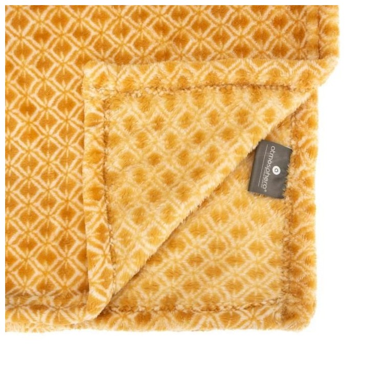Plaid Flanelle Imprimé Otto - 125 x 150 cm - Ocre