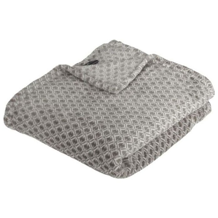 Plaid Flanelle Imprimé Otto 125 x 150 cm - Gris